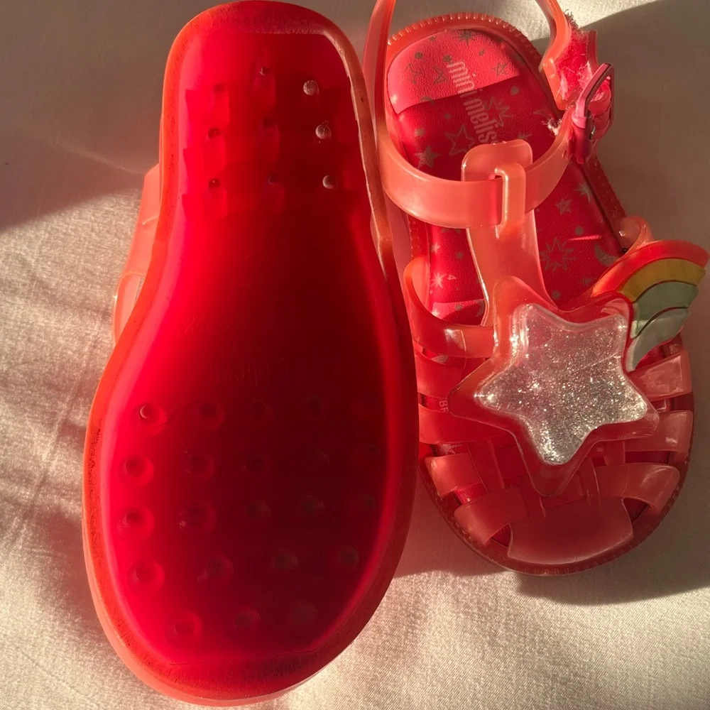 Mini Melissa Kids Orange Star Sandals